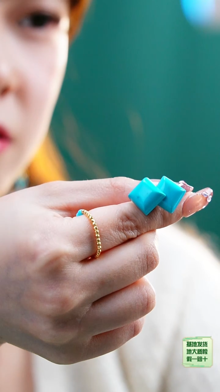 绿松石银S925镶嵌耳环发货一件