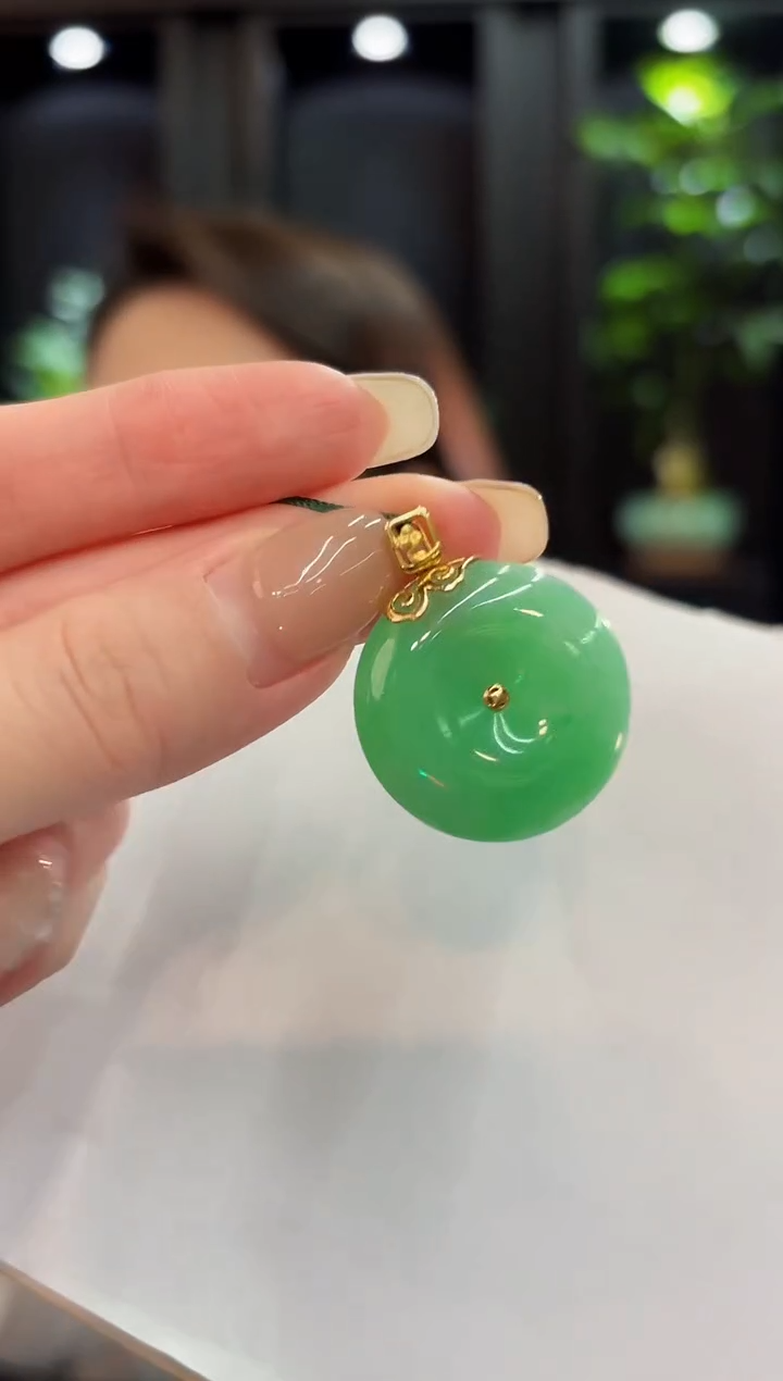 吊坠(不含链)18K金镶嵌翡翠 缅料A货/支持复检/一件