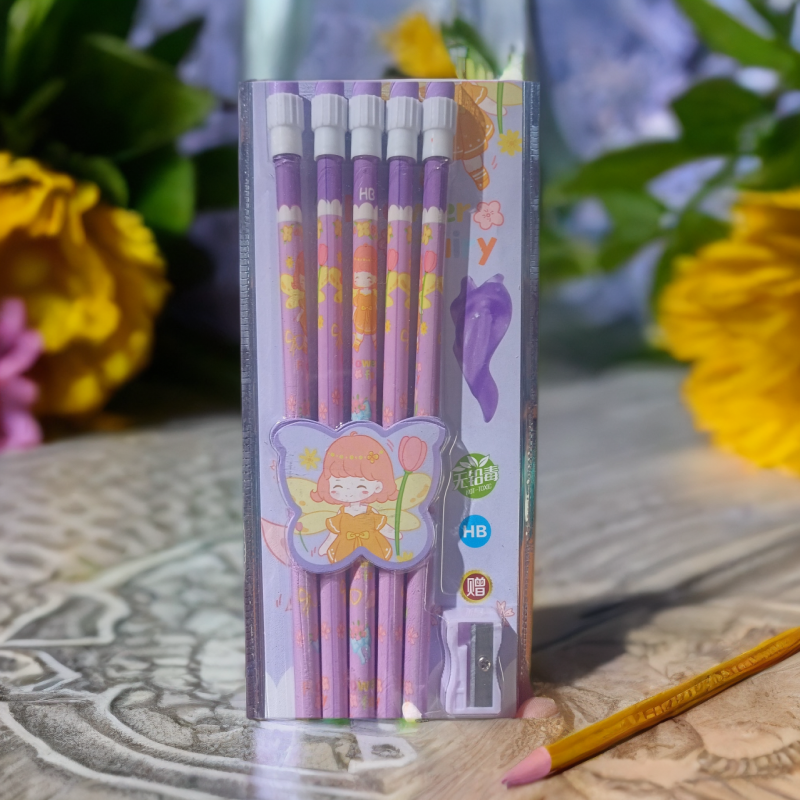 HB无铅铅笔（ 5支大皮铅笔+1个卷笔刀）