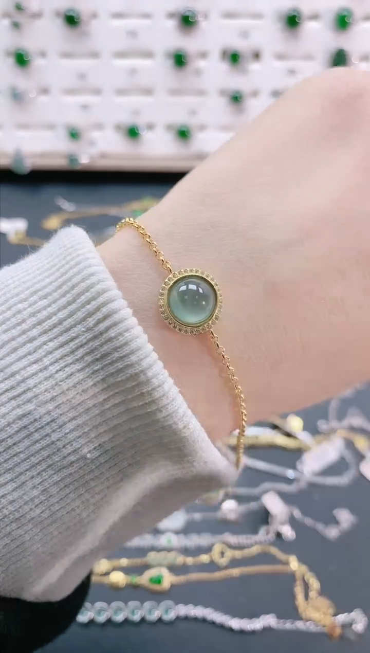 【闪购商品】翡翠手链银S925镶嵌天然翡翠