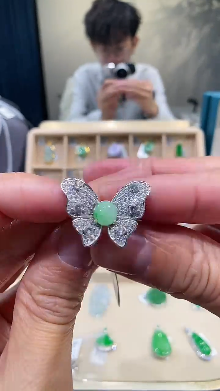 【闪购商品】翡翠吊坠(不含链)银S925镶嵌戒指