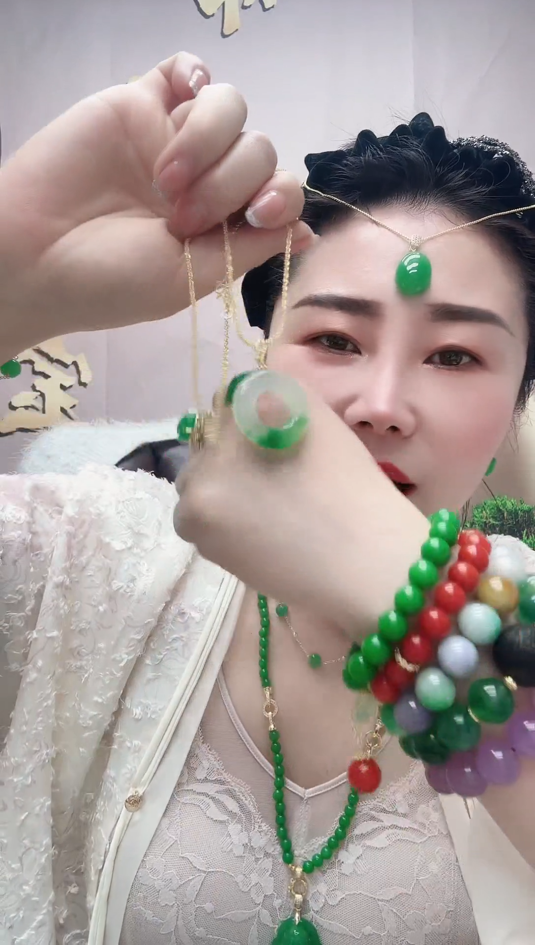 翡翠14K金镶嵌颈饰61号吊坠圈圈