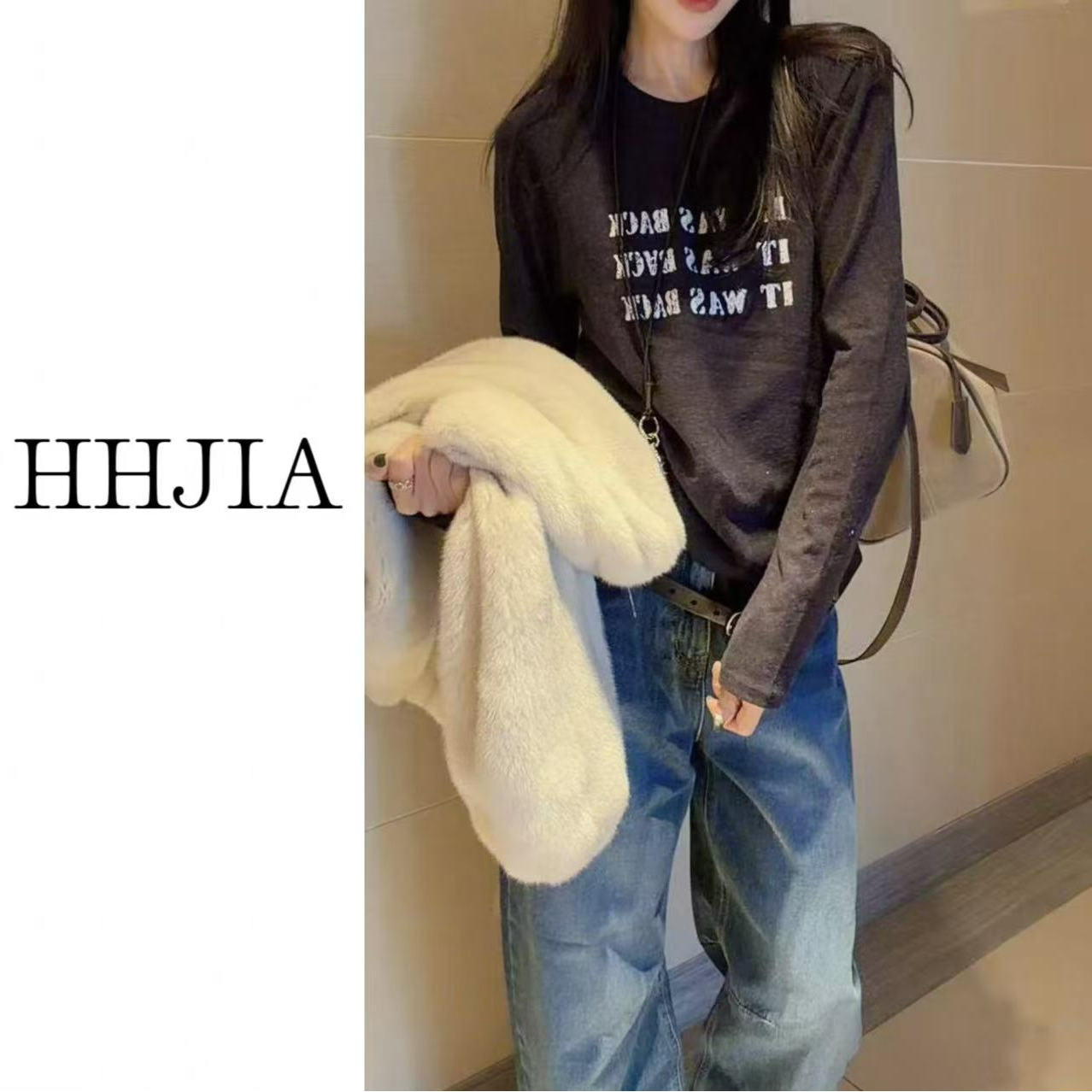 【慧慧家】韩国.2025定制款  韩系字母款加厚羊毛天丝打底