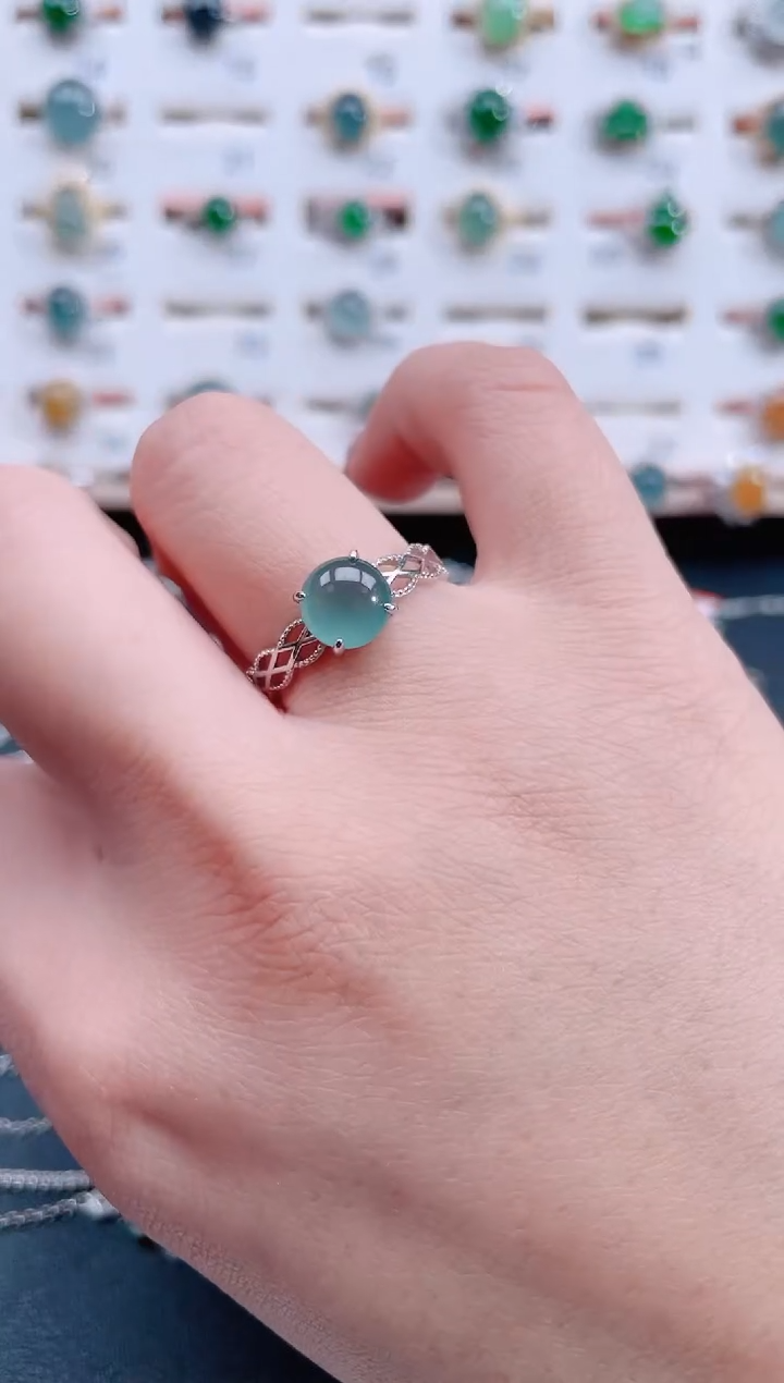 银S925镶嵌戒指翡翠天然翡翠