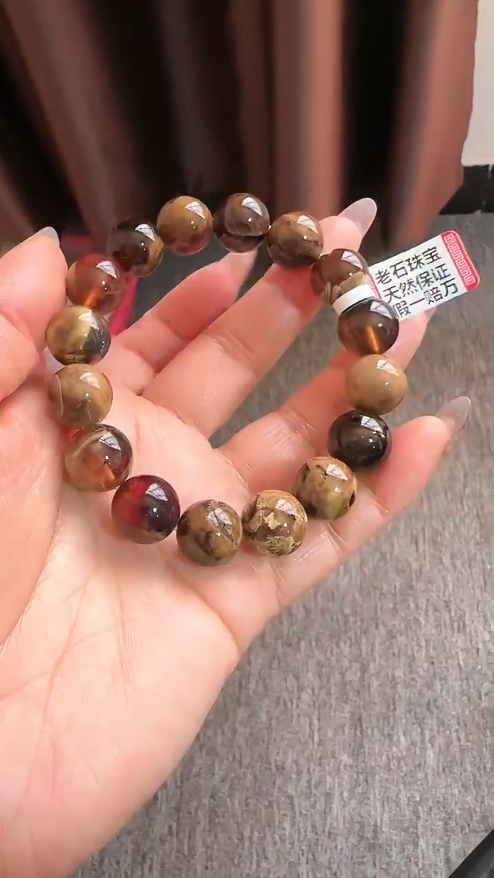 【闪购商品】琥珀手链未镶嵌规格13溶洞蜜手串#60