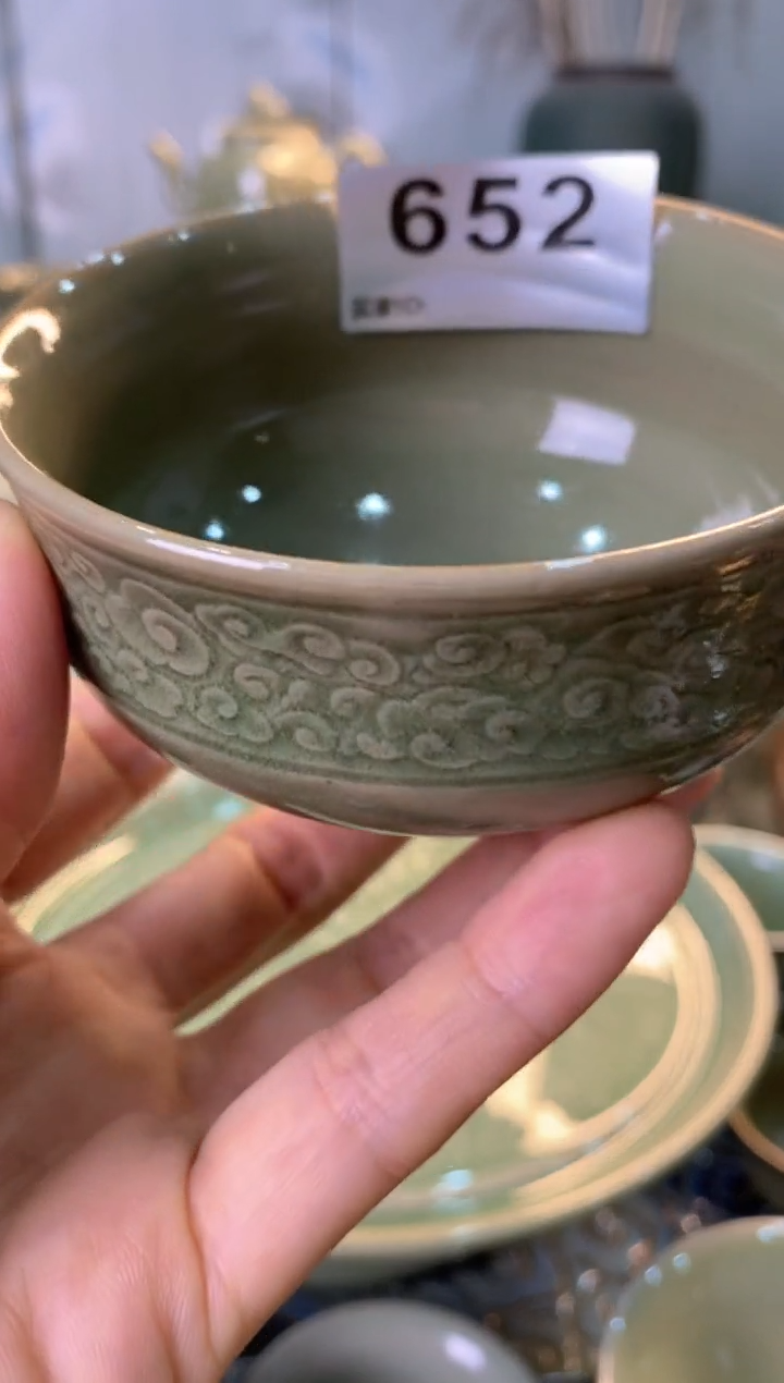 耀州窑耀州窑L003 手工刻花小高足652号