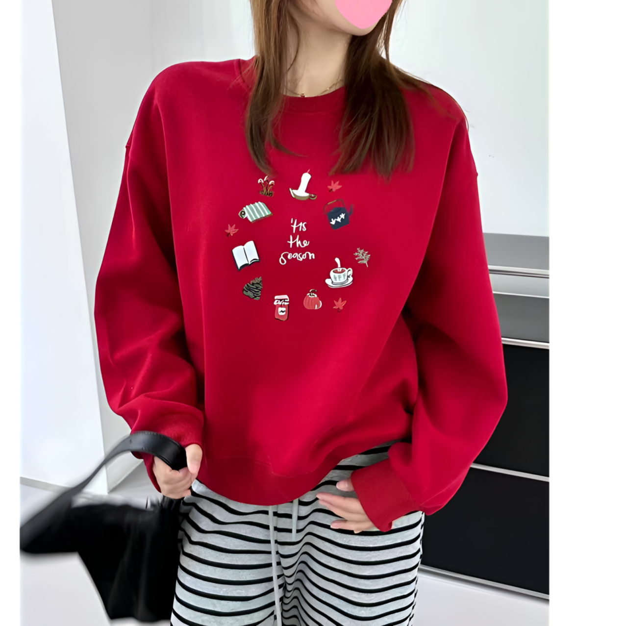 2025新款冬季糯米羊绒洋气刺绣梨形穿搭纯棉加绒卫衣百搭上衣6018