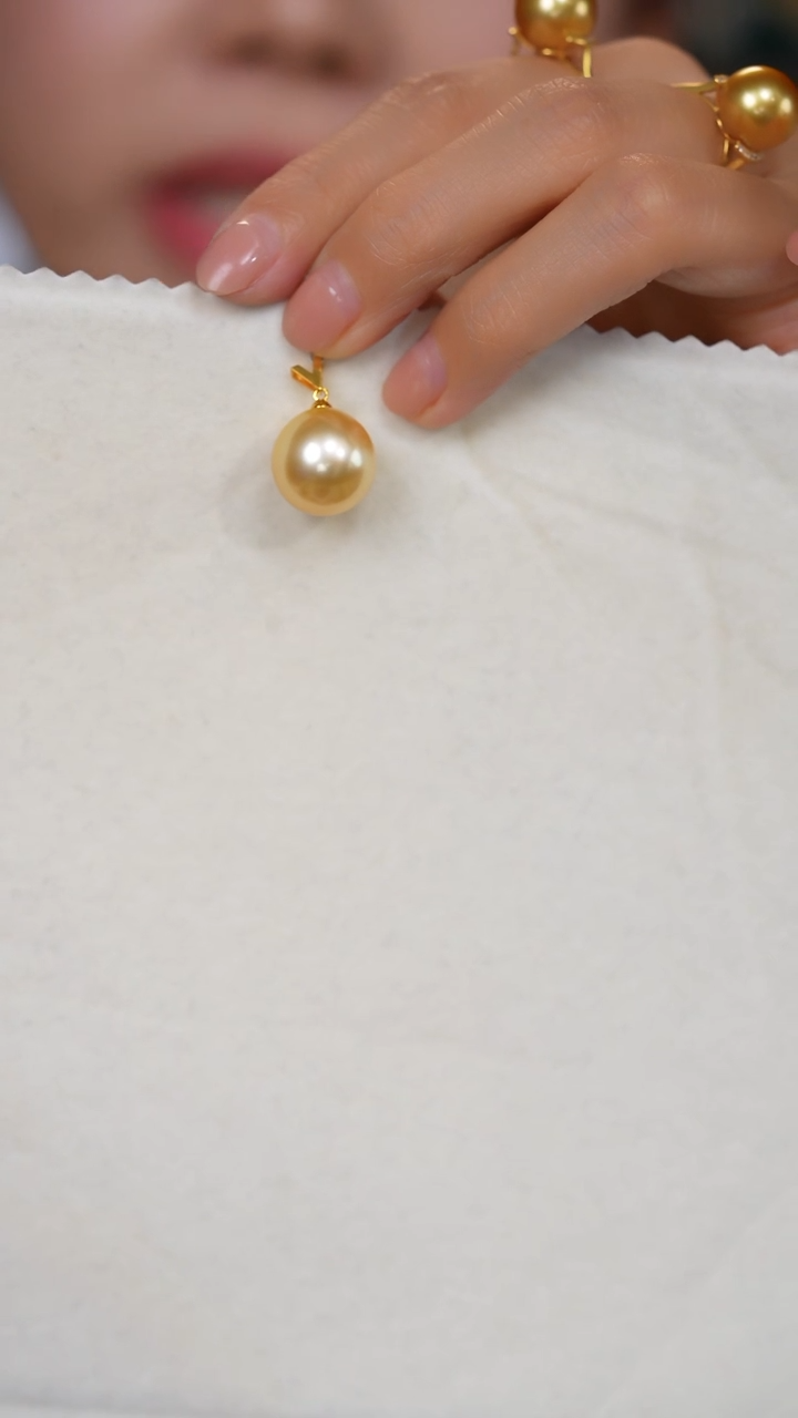 【闪购商品】海水珍珠吊坠(不含链)18K金镶嵌金珠14-15mm