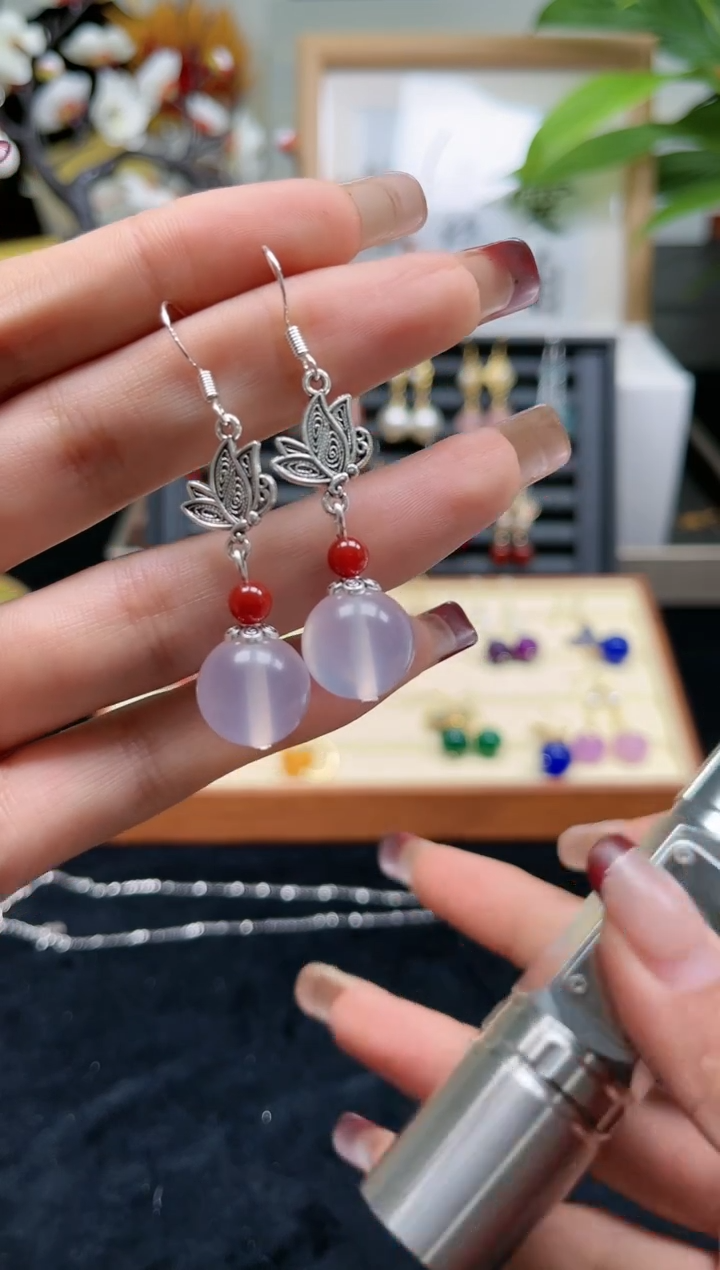 【闪购商品】南红玛瑙耳饰银S925镶嵌809000