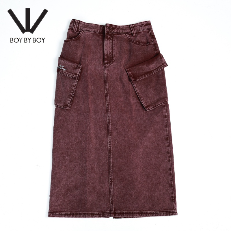 BOY BY BOY商场同款潮牌女装25秋新品修身粉色牛仔半身裙W59001