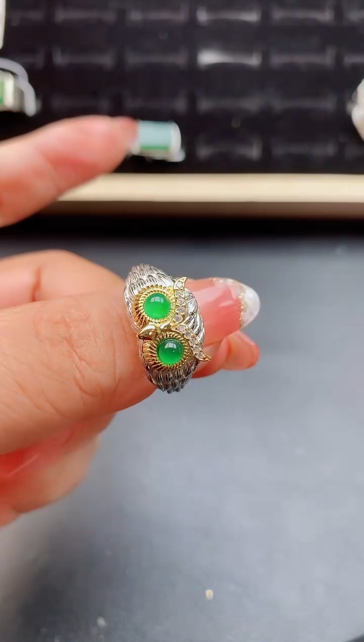 【闪购商品】翡翠戒指银S925镶嵌12122