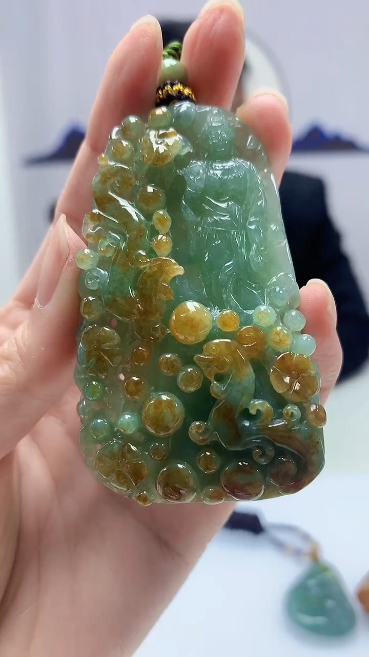 【闪购商品】定制翡翠未镶嵌4969zm-毛货挂件观音163