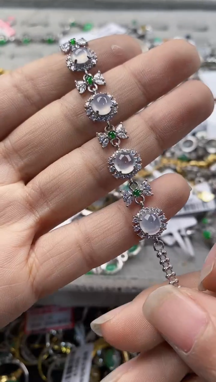 银S925镶嵌戒指翡翠666---8