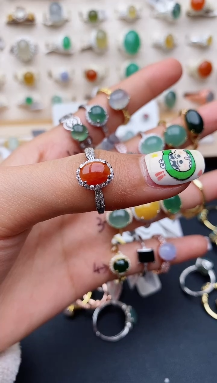 【闪购商品】翡翠戒指银S925镶嵌缅甸翡翠