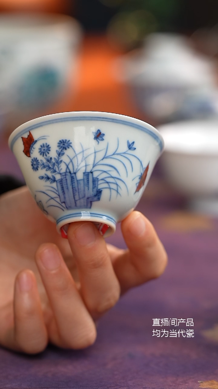 张哈哈陶瓷精选仿古斗彩三秋杯