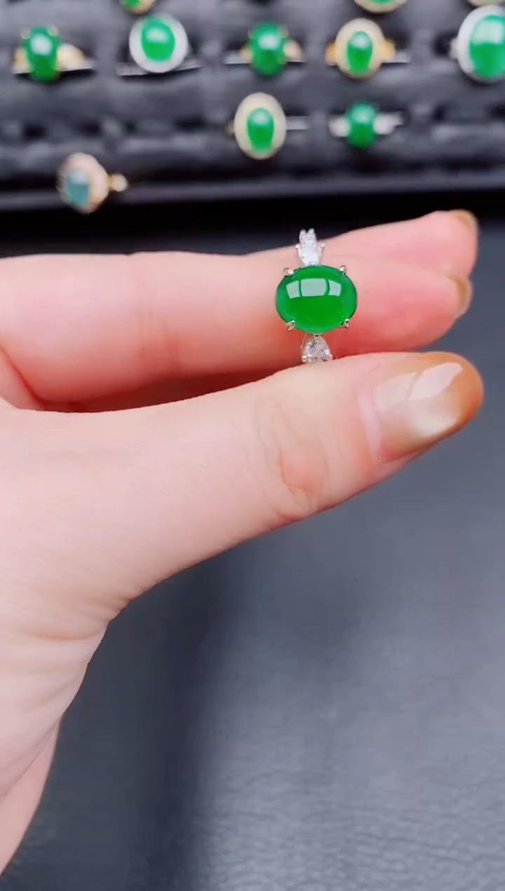 【闪购商品】翡翠戒指银S925镶嵌天然a货翡翠169