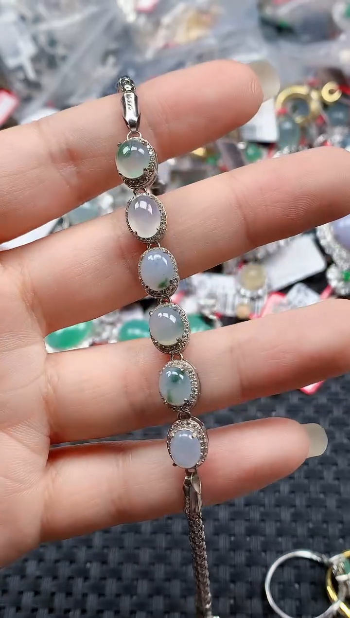 银S925镶嵌戒指翡翠天然A货缅甸翡翠