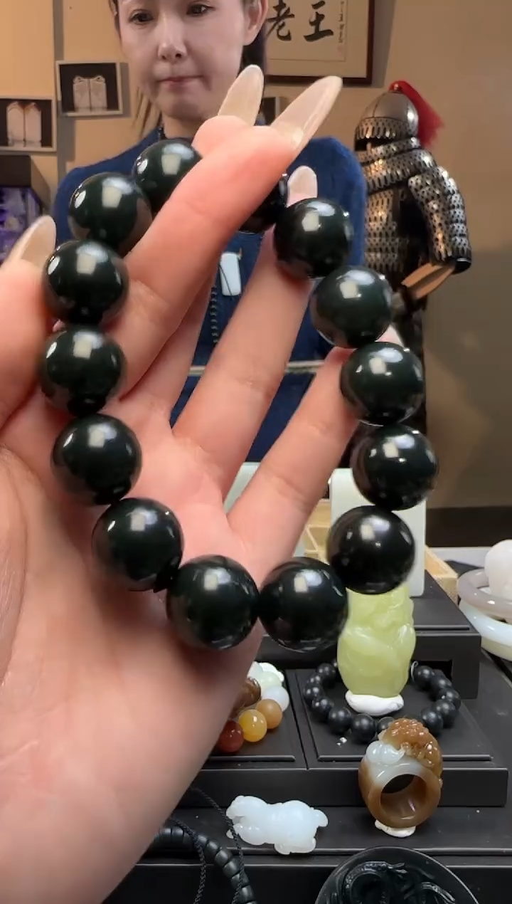 【闪购商品】和田玉青玉圆珠未镶嵌手串