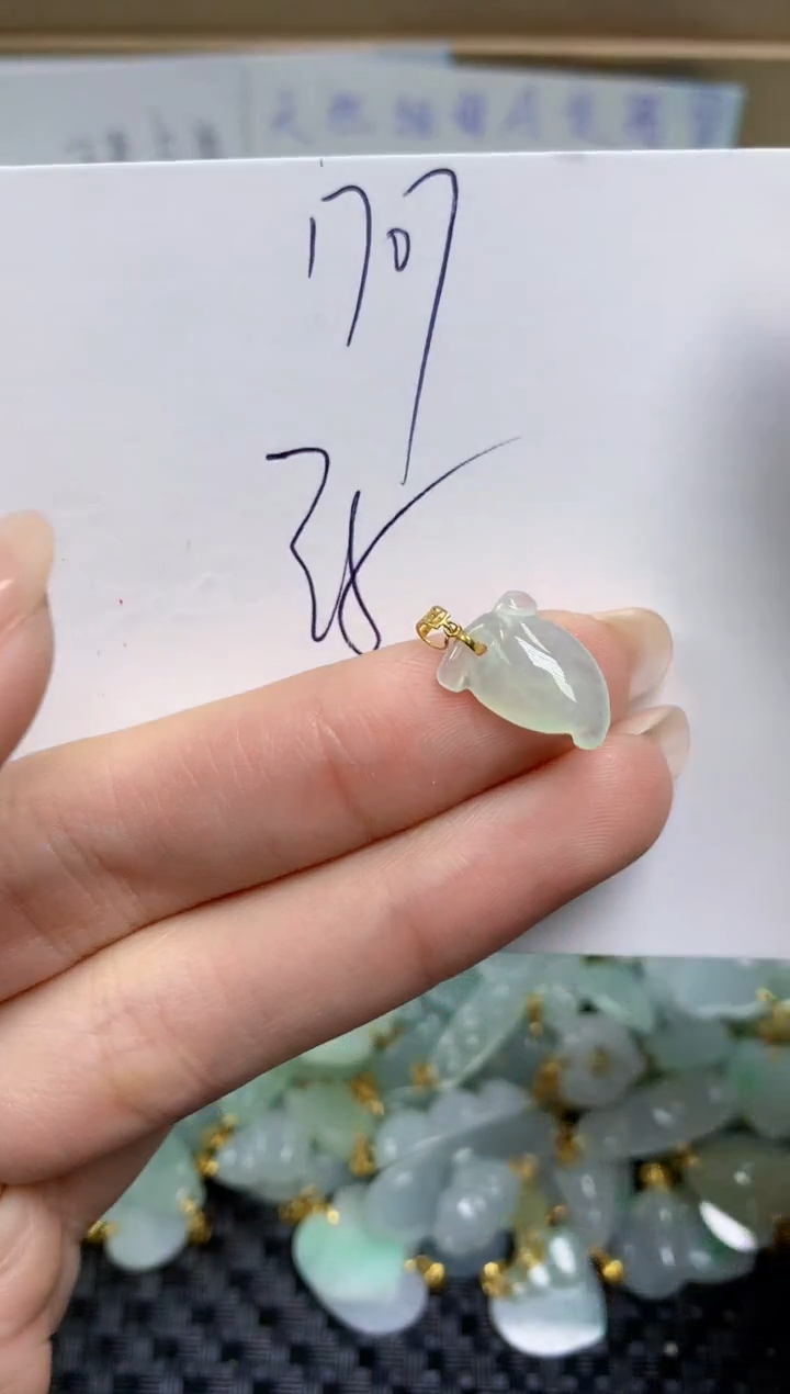 【闪购商品】翡翠颈饰18K金镶嵌天然缅甸A货翡翠