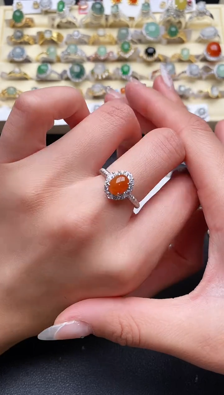 【闪购商品】翡翠戒指银S925镶嵌66666666+2