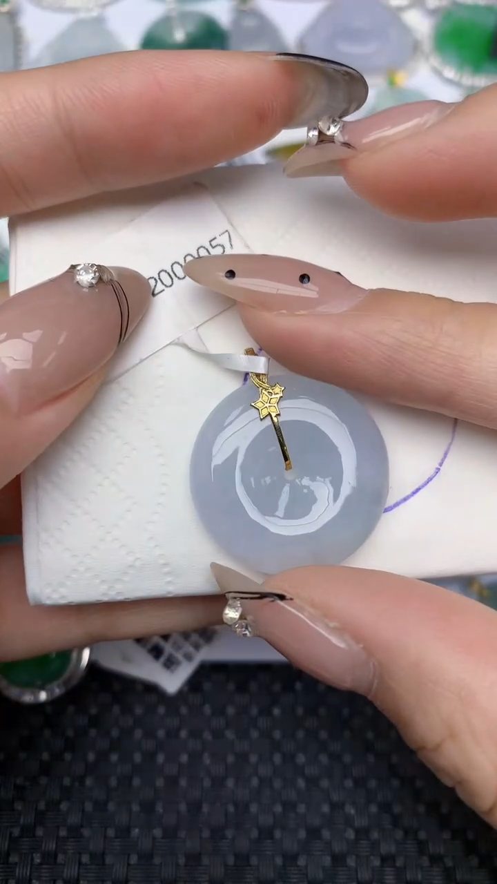 颈饰18K金镶嵌翡翠天然缅甸翡翠a货百元以上9元证书费自理