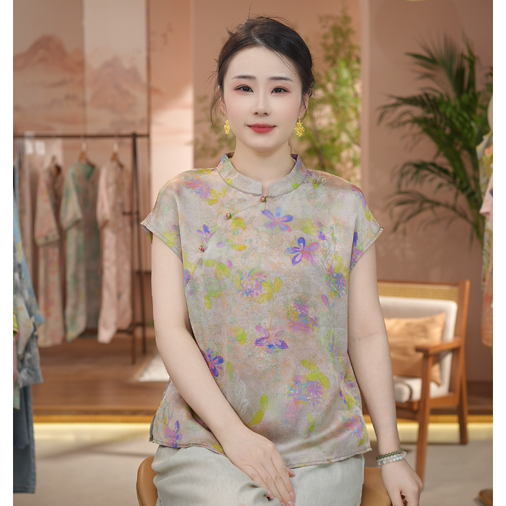 《 落霞飞蝶-短袖》新中式提花国风时尚休闲防晒透气短袖