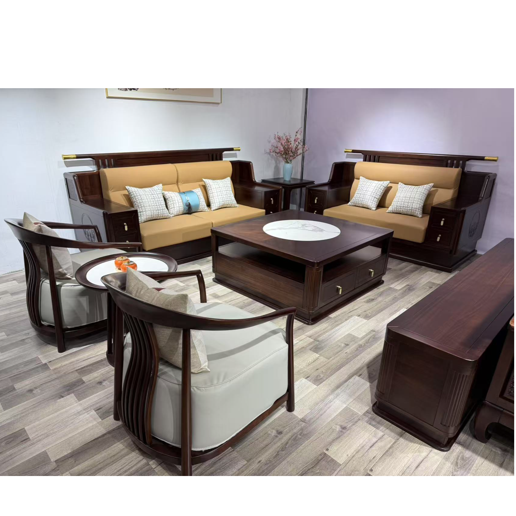 新中式乌金沙发123