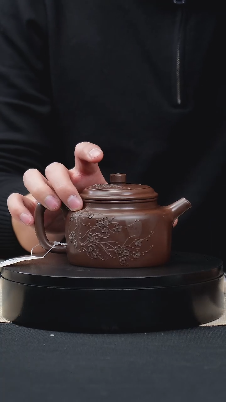 【闪购商品】紫砂茶壶038底槽清堆绘梅花德钟手工紫砂壶
