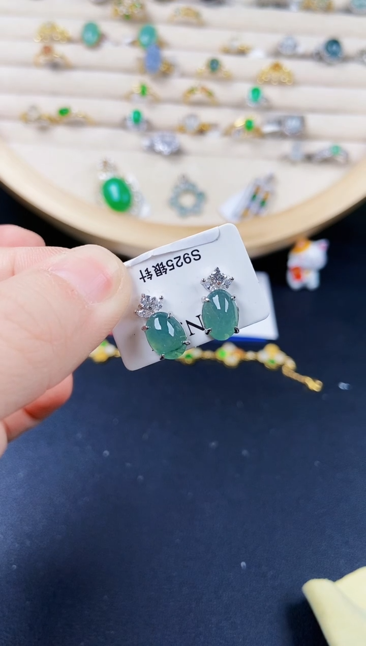 【闪购商品】翡翠银S925镶嵌耳饰456546546