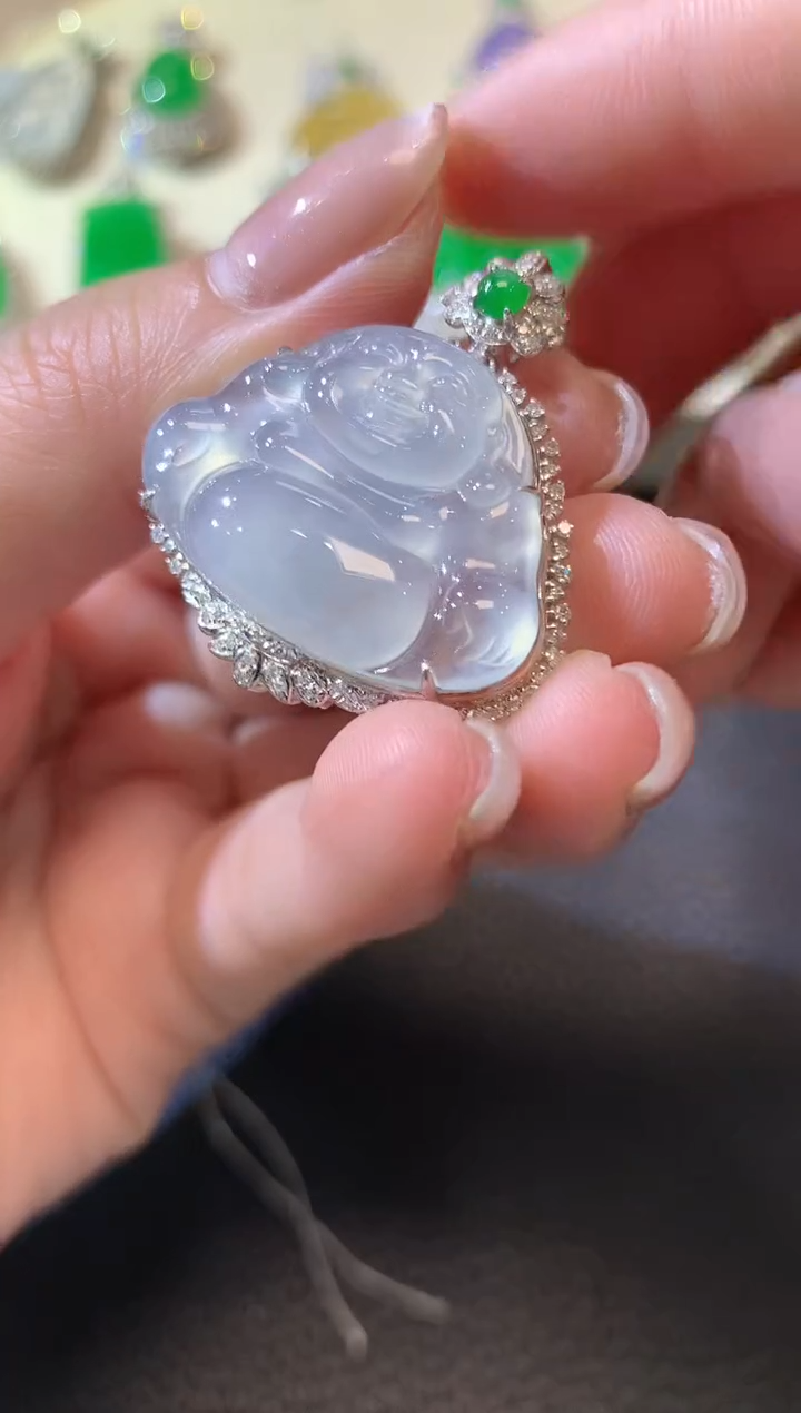 【闪购商品】翡翠吊坠(不含链)18K金镶嵌A45翡翠