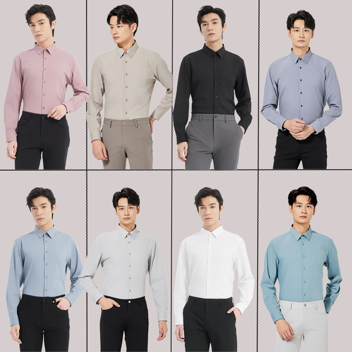 Lilanz/利郎男士春夏衬衫商务休闲简约纯色舒适正统长衬 B5CZC001