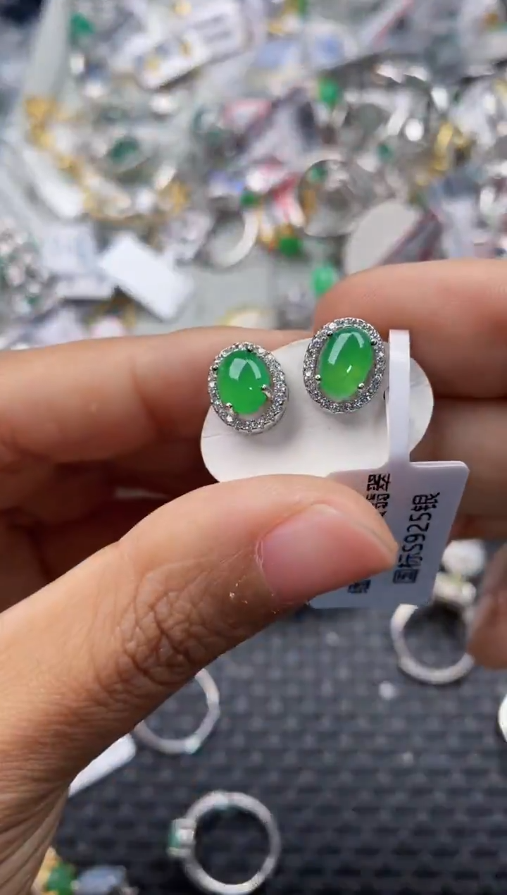 银S925镶嵌戒指翡翠555     6