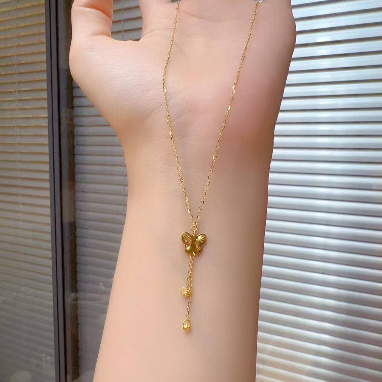 【小纯专属】足金999镭射小蝴蝶套链真金足金纯黄金（多退少补）