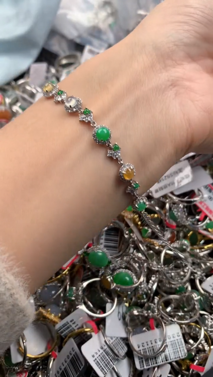 银S925镶嵌戒指翡翠333       1