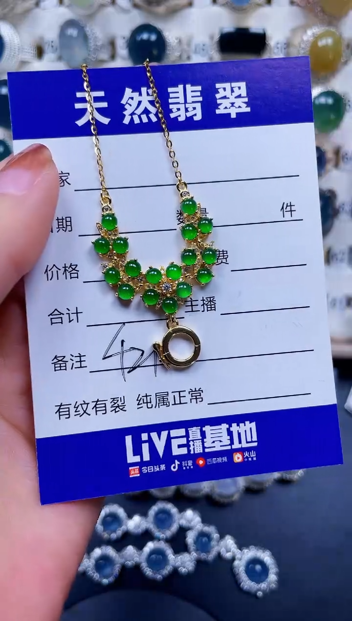 颈饰银S925镶嵌翡翠421