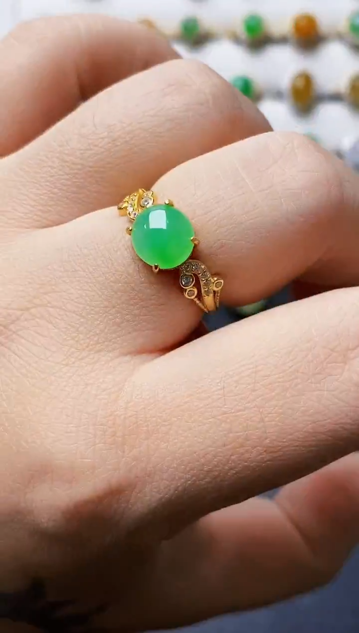 银S925镶嵌戒指翡翠0210