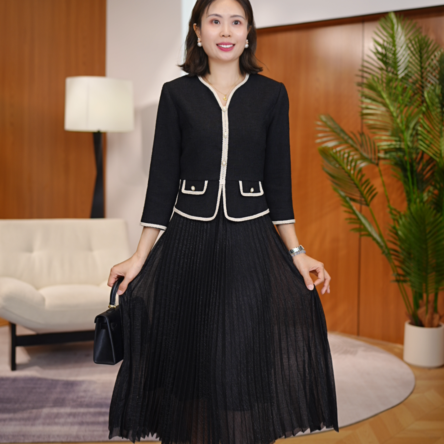 【南油虹姐】2025秋季新款气质高级感小香风名媛轻奢时尚显瘦连衣裙