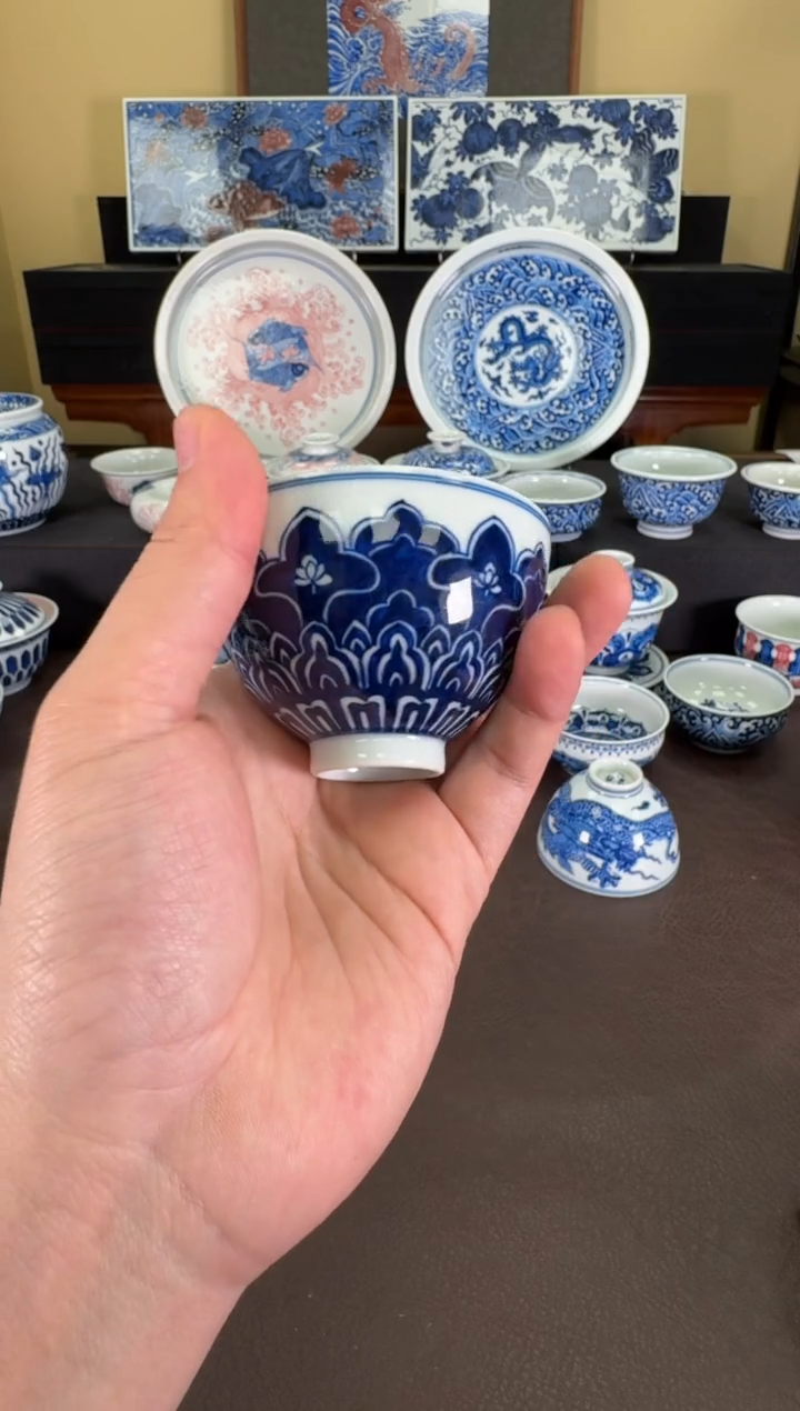 【闪购商品】瓷片羿器窑曼陀罗纹鸡心杯