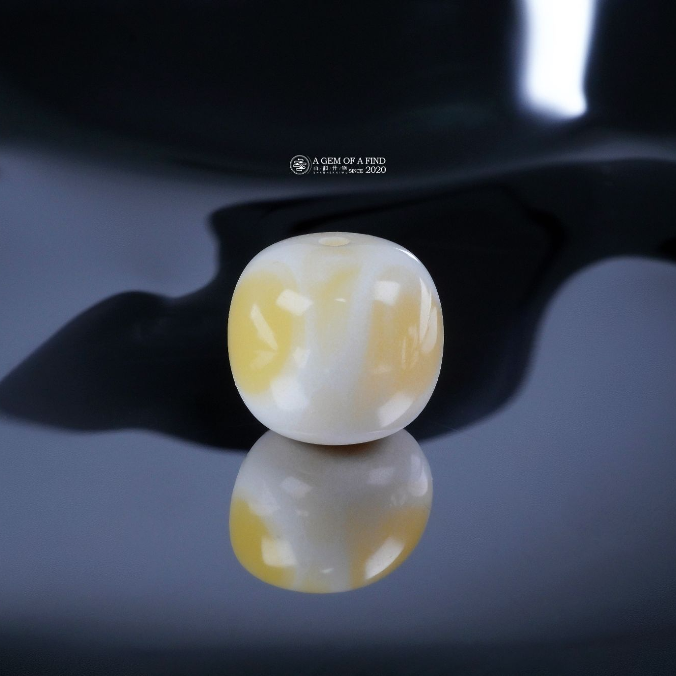 山和开物｜11mm瓷白双眼纹浓蜡瓷润俱佳老型文玩配饰 天然琥珀蜜蜡