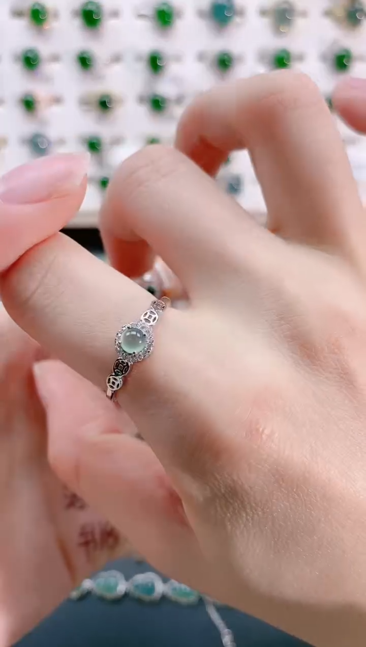 【闪购商品】翡翠戒指银S925镶嵌天然翡翠