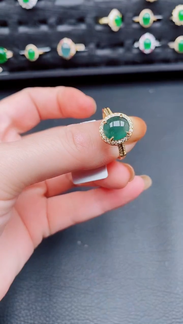 【闪购商品】翡翠戒指银S925镶嵌天然a货翡翠173