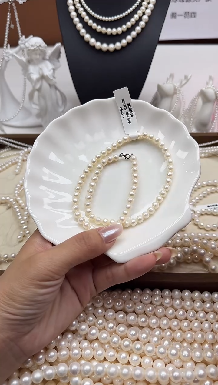 颈饰未镶嵌淡水珍珠5.5-6mm天然淡水珍珠项链40cm龙虾扣