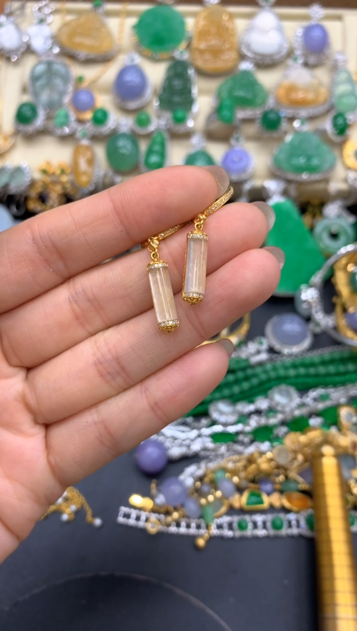 【闪购商品】翡翠耳饰18K金镶嵌405-中国好珍宝