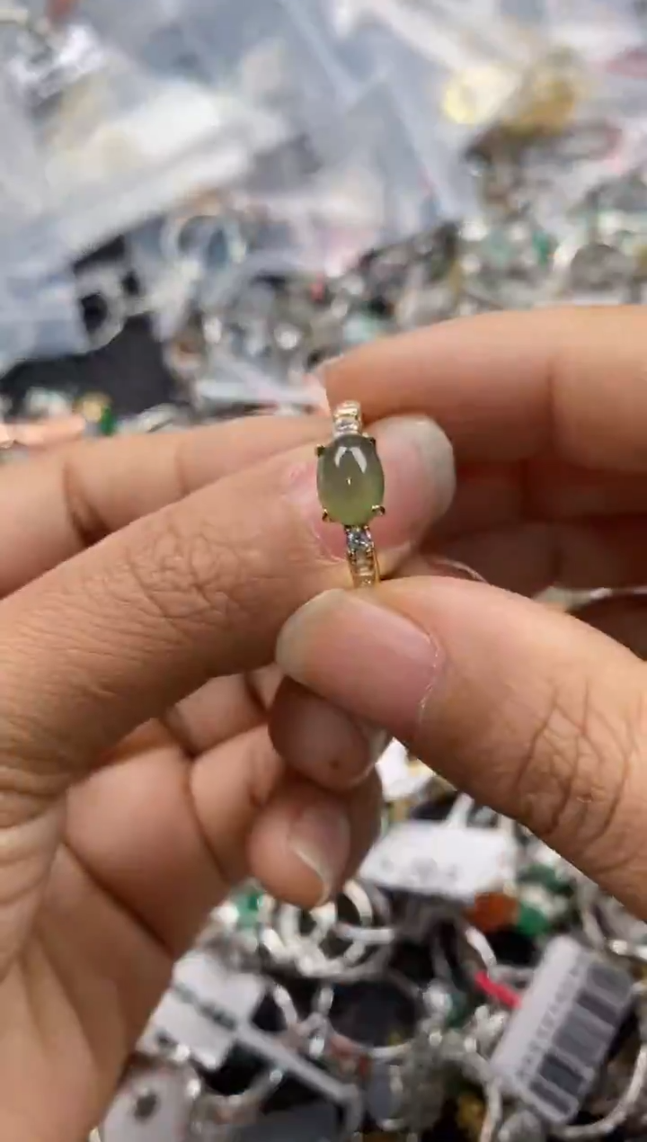 银S925镶嵌戒指翡翠666---4