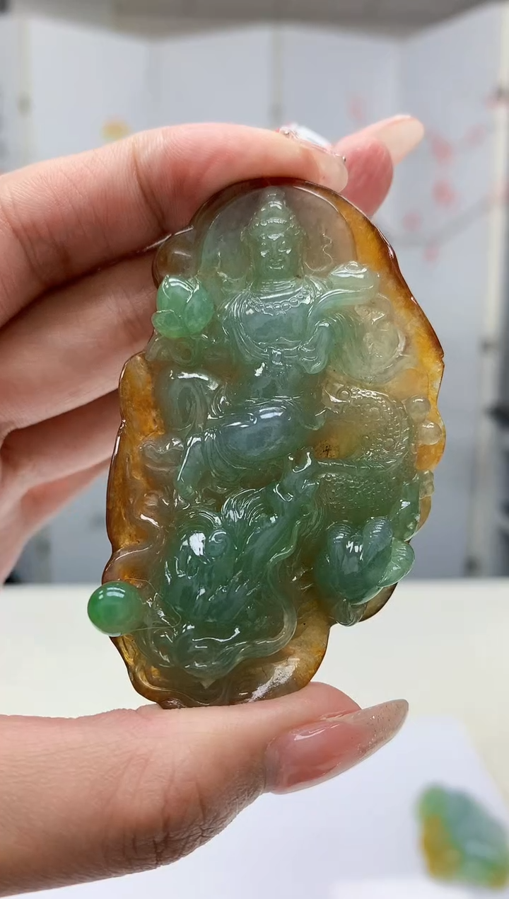 【闪购商品】定制翡翠未镶嵌4829MM-毛货挂件87