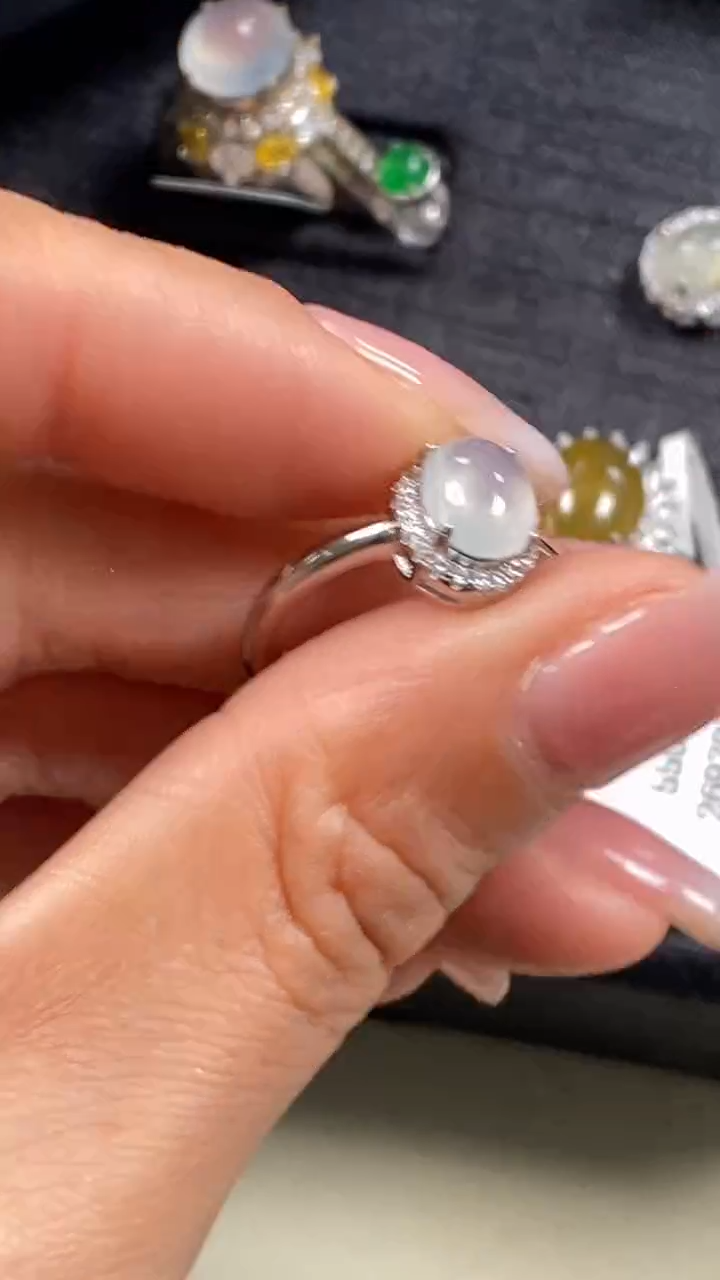 【闪购商品】翡翠戒指银S925镶嵌7819*