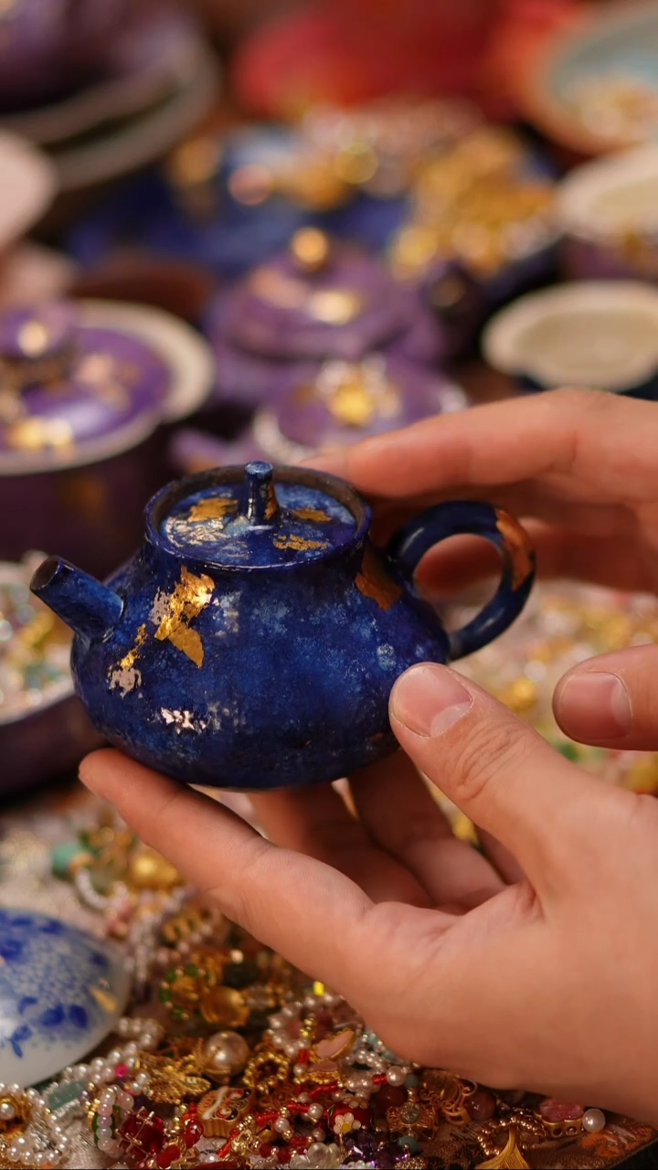 【闪购商品】蓝色大漆泡茶壶蓝色大漆泡茶壶