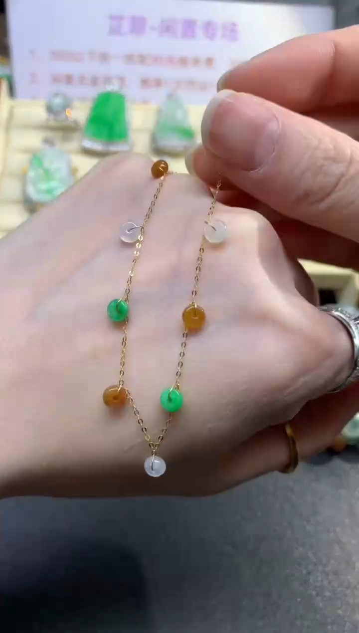 手链翡翠18K金镶嵌手链|450+45