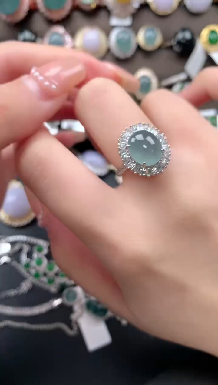 【闪购商品】翡翠戒指银S925镶嵌52141