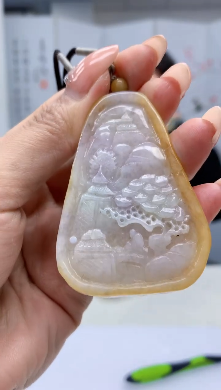【闪购商品】定制翡翠未镶嵌5060MM-毛货挂件77